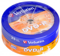 Диск DVD-R VERBATIM DVD-R 4.7Gb 16x AZO matt silver wagon wheel (25шт) (43730 25шт)