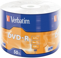 Диск DVD-R VERBATIM DVD-R 4.7Gb 16x, 50 шт., Matt Silver, Spindle (43788 50шт)