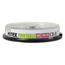 Диск CD-R MIREX 700 Mb, 48х, Cake Box (10), Ink Printable (10/300) (UL120038A8L)