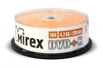 Диск DVD+R MIREX 4.7 Gb, 16x, Cake Box (25), (25/300) (UL130013A1M)