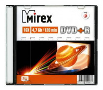 Диск DVD+R MIREX 4.7 Gb, 16x, Slim Case (1), (1/200) (UL130013A1S)