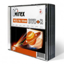 Диск DVD+R MIREX 4.7 Gb, 16x, Slim Case (5), (5/200) (UL130013A1F)