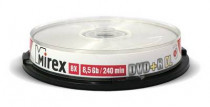 Диск DVD+R MIREX 8.5 Gb, 8x, Cake Box (10), Ink Printable, Dual Layer (10/300) (UL130069A8L)