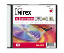 Диск DVD+R MIREX 8.5 Gb, 8x, Slim Case (1), Dual Layer (1/50) (UL130062A8S)