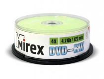 Диск DVD-RW MIREX 4.7 Gb, 4x, Cake Box (50), (50/300) (UL130032A4B)