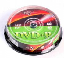 Диск DVD+R VS 4.7 Gb, 16x, Cake Box (10), (10/200) (VSDVDPRCB1001)