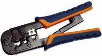 Инструмент обжимной ITK для RJ-45, RJ-12, RJ-11, без фиксации, с резиновой ручкой, сине-оранжевого цвета. (TM1-B10H)