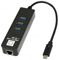 Ethernet-адаптер 5BITES USB3.1 / 3*USB3.0 / RJ45 1G / BLACK (UA3C-45-10BK)