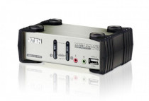 KVM переключатель ATEN (/CS1732B-E) +Audio+USB 2.0, 1 user USB+VGA => 2 cpu PS2/USB+VGA, со шнурами USB 2х1.2м., 2048x1536, настол., (CS1732B-A7-G)