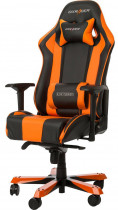 Кресло DXRACER искусственная кожа, до 180 кг, тип роликов: полумягкие, материал крестовины: металл, механизм качания, поясничный упор, цвет: оранжевый, чёрный, King (OH/KS06/NO)