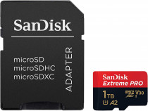Карта памяти SANDISK 1 Тб, microSDXC, A2, V30, адаптер на SD, Extreme Pro (SDSQXCZ-1T00-GN6MA)