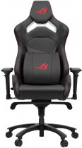 Кресло ASUS искусственная кожа, до 120 кг, материал крестовины: металл, поясничный упор, механизм качания, цвет: чёрный, ROG Chariot Core SL300 Black (90GC00D0-MSG010)