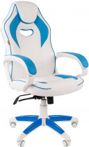 Кресло CHAIRMAN текстиль/искусственная кожа, до 120 кг, материал крестовины: пластик, механизм качания, цвет: белый, голубой, Game 16 White/Blue, 00-0 (7030049)