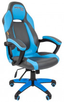 Кресло CHAIRMAN искусственная кожа, до 120 кг, материал крестовины: пластик, механизм качания, цвет: голубой, серый, Game 20 Gray/Blue, 00-0 (7025817)