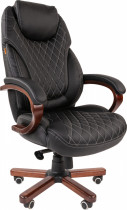 Кресло CHAIRMAN искусственная кожа, до 150 кг, материал крестовины: металл, механизм качания, цвет: коричневый, чёрный, 406 Black (7027813)