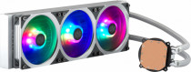 Жидкостная система охлаждения COOLER MASTER для процессора, СВО, Socket 775, 115x/1200, 1356, 1366, 2011, 2011-3, 2066, AM2, AM2+, AM3, AM3+, AM4, FM1, FM2, FM2+, TR4, sTRX4, SP3, 3x120 мм, 650-1800 об/мин, разноцветная подсветка, MasterLiquid ML360P Silver Edition (MLY-D36M-A18PA-R1)