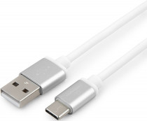 Кабель CABLEXPERT USB 2.0 , AM/Type-C, серия Silver, длина 1м, белый, блистер, рекомендовано для Raspberry Pi 4 B (CC-S-USBC01W-1M)