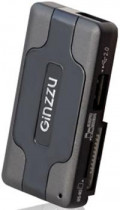Картридер внешний GINZZU USB 2.0 + HUB 3 port, Black (GR-417UB)