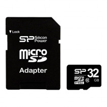 Карта памяти SILICON POWER microSDHC 32Gb Class10 + adapter (SP032GBSTH010V10SP)