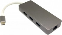 Док-станция ESPADA USB Type-C to Gig Lan+HDMI+USB+SD/TF+PD, серебристый (44224) (UHLUC)