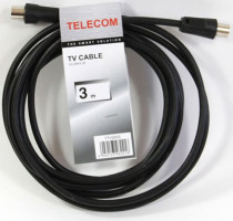 Кабель антенный TELECOM соединительный антенный 9.5mm, 75Ом,ТВ-М-->ТВ-M, 3m, (TTV9555-3M)
