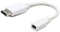Переходник CABLEXPERT miniDisplayPort - DisplayPort, 20F/20M, длина 16см, белый (A-mDPF-DPM-001-W)