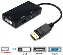 Переходник ORIENT DisplayPort M - HDMI/ DVI-I/ VGA, длина 0.2 метра, черный (30309) (C309)