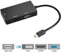 Переходник ORIENT Mini DisplayPort M - HDMI/ DVI-I/ VGA, длина 0.2 метра, черный (30408) (C310)