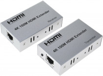 Удлинитель ORIENT HDMI 4K extender (Tx+Rx), активный до 100 м по одной витой паре, HDMI 1.4b, 4K@30Hz/ 1080p@60Hz/3D, HDCP, подключается кабель UTP Cat5e/6, питание от внешних БП 5В/1А, (30161) (VE047)