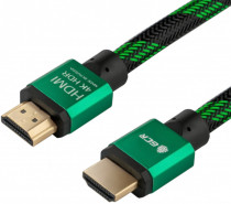 Кабель GREENCONNECT 1.0m HDMI версия 2.0, HDR 4:2:2, Ultra HD, 4K 60 fps 60Hz/5K*30Hz, 3D, AUDIO, 18.0 Гбит/с, 28/28 AWG, OD7.3mm, тройной экран, BICOLOR нейлон, AL корпус зеленый, (GCR-51485)