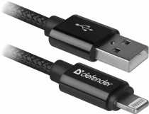 Кабель DEFENDER LIGHTNING TO USB2 1M BLACK ACH01-03T (87808)