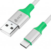 Кабель GREENCONNECT 0.5m USB 2.0, AM/CM, белый, алюминиевый корпус серебро, зеленый ПВХ, 28/28 AWG (33-050551)