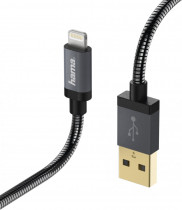 Кабель HAMA Metal Lightning (m) USB A (m) 1.5м черный (00173626)