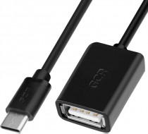 Кабель GREENCONNECT OTG 0.5m USB 2.0, CM/AF, черный, 28/28 AWG, экран, армированный, морозостойкий, (GCR-UCO1AF-BB2S-0.5m)