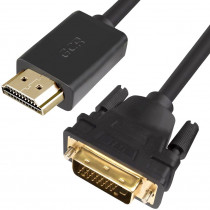 Кабель GREENCONNECT HDMI-DVI 1.8m черный, OD7.3mm, 28/28 AWG, позолоченные контакты, 19pin AM / 24+1M AM double link, тройной экран (GCR-HD2DVI1-1.8m)
