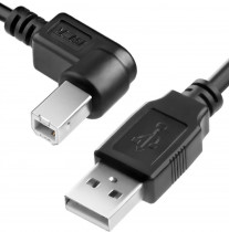 Кабель GREENCONNECT 0.5m USB 2.0, AM/BM угловой, черный, 28/28 AWG, экран, армированный, морозостойкий (GCR-UPC3M2-BB2S-0.5m)