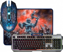 Игровой набор DEFENDER клавиатура + мышь + коврик, проводной, 3200 dpi, цифровой блок, подсветка клавиш, USB, Killing Storm MKP-013L, серый, чёрный (52013)