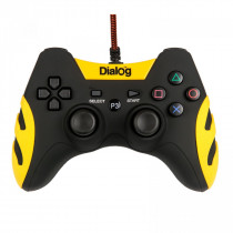 Геймпад DIALOG проводной, для ПК, PS3, USB, виброотдача, Gan-Kata, чёрный, жёлтый (GP-A21)