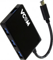 USB хаб VCOM Кабель USB 3.1 Type-Cm --> 4 port USB3.0(f) Aluminum Shell (DH310A)