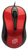 Мышь OKLICK проводная, оптическая, 1000 dpi, USB, Оклик 385M, красный, чёрный (385M RED/BLACK)
