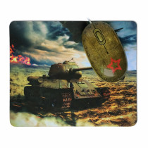 Мышь + коврик CBR Tank Battle, 1200 dpi, рисунок, USB (CBR Tank)