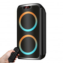 Портативная акустика GINZZU стерео, мощность 100 Вт, питание от сети, от батарей, линейный вход, Bluetooth, воспроизведение с USB-накопителя, караоке (GM-202)