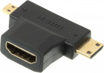 Переходник HDMI (f)/Micro HDMI (m)/Mini HDMI (m) черный (+ MINI HDMI (MALE))