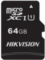 Карта памяти HIKVISION 64 Гб, microSDXC, чтение: 92 Мб/с, запись: 20 Мб/с, C1 (HS-TF-C1/64G)