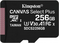Карта памяти KINGSTON 256 Гб, microSDXC, чтение: 100 Мб/с, запись: 85 Мб/с, A1, V30, Canvas Select Plus (SDCS2/256GBSP)