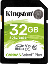 Карта памяти KINGSTON 32 Гб, SDHC, Secure Digital HC, чтение: 100 Мб/с, V10, Canvas Select Plus (SDS2/32GB)
