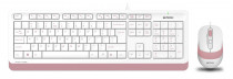 Клавиатура + мышь A4TECH проводные, 1600 dpi, цифровой блок, USB, Fstyler F1010 White/Pink, белый, розовый (F1010 PINK)