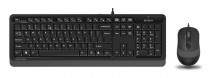 Клавиатура + мышь A4TECH проводные, 1600 dpi, цифровой блок, USB, Fstyler F1010 Black/Grey, серый, чёрный (F1010 GREY)