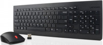Клавиатура + мышь LENOVO Essential клав:черный мышь:черный USB беспроводная slim (4X30M39487)
