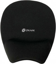 Коврик для мыши OKLICK с гелевой подставкой под запястье, нескользящее резиновое основание, Оклик черный (OK-RG0580-BK)